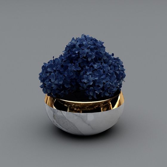 Stylish Vase with Deep Blue Hydrangea 3D model for Creative Projects