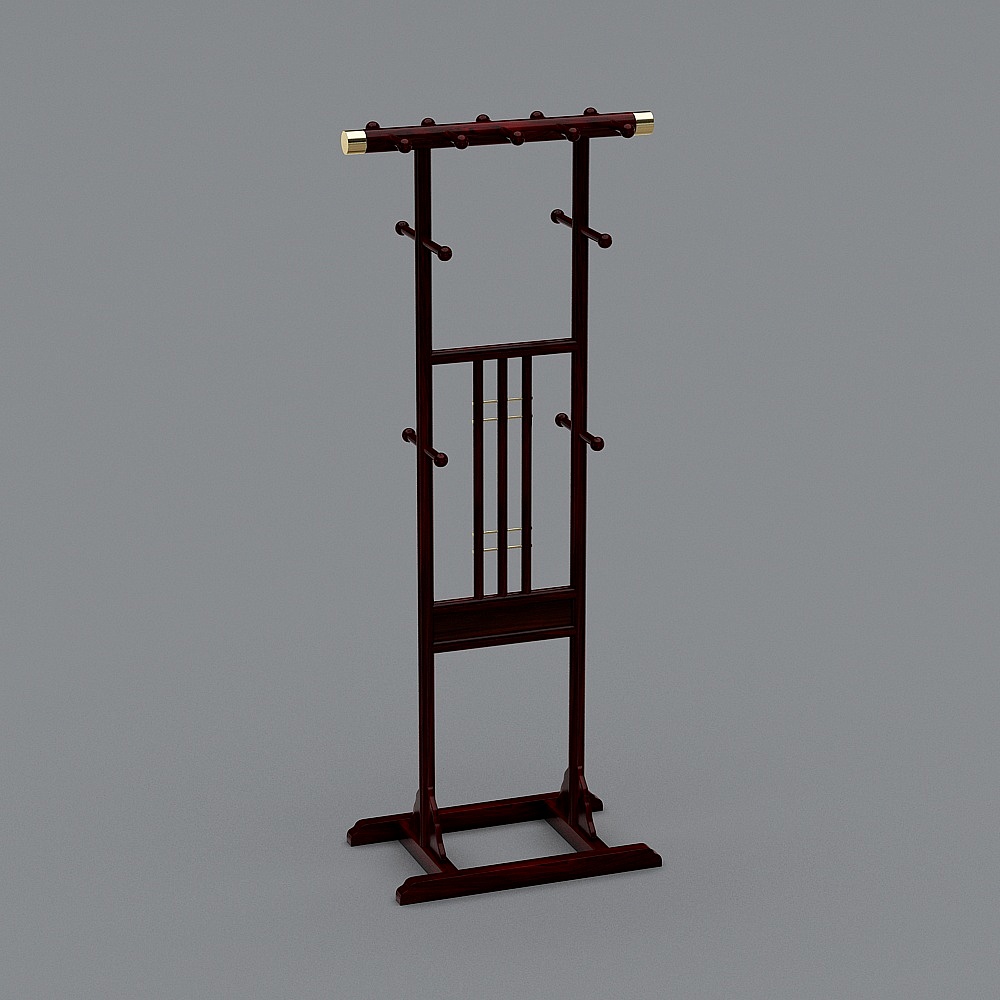 Elegant Low-Poly Coat Rack 3D Model