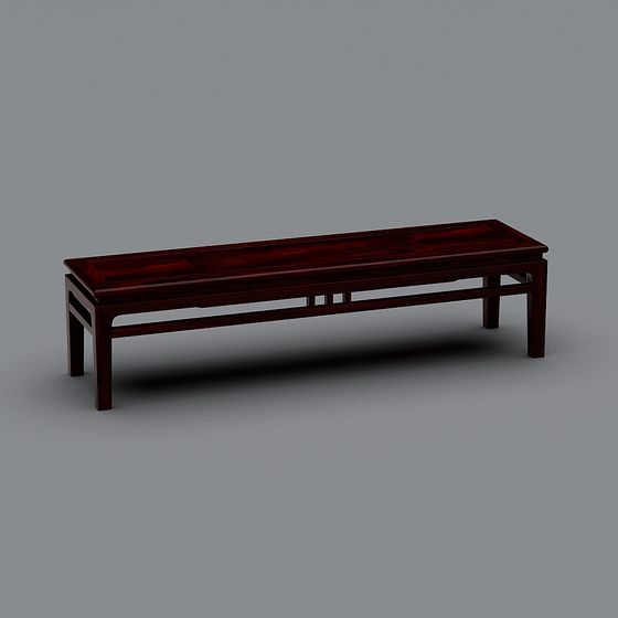 Elegant Oriental-Inspired Bench 3D model