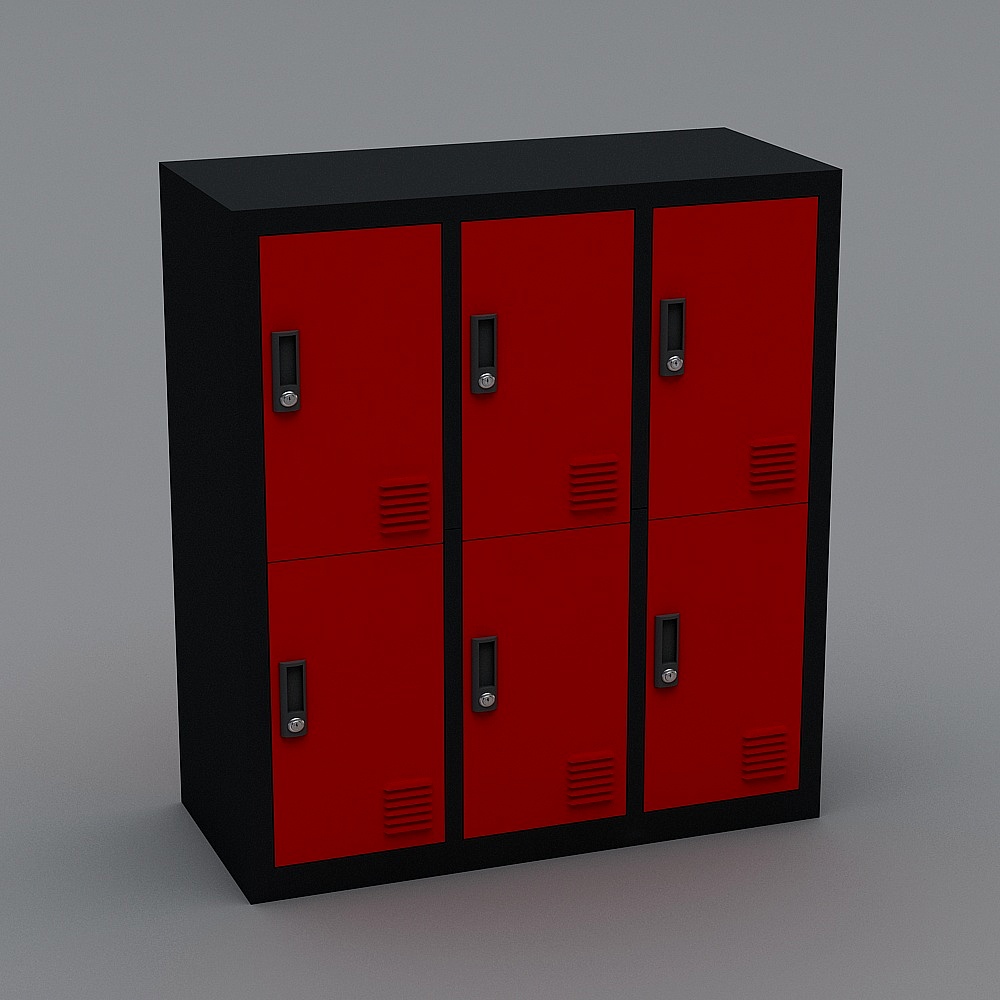 Storage cabinet black set red six doors