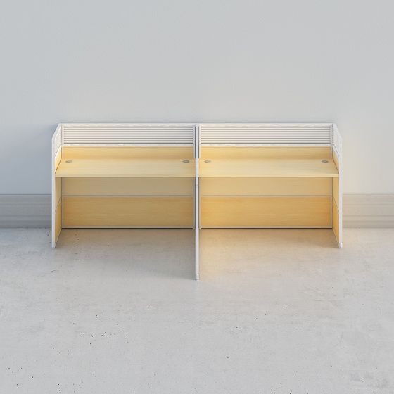 Elegant Double Work Desk 3D model for Contemporary Offices