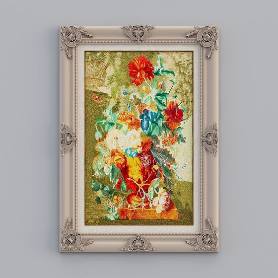 Floral Tapestry Frame Elegant 3D model
