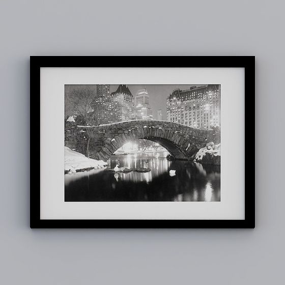 Winter Night Stone Bridge 3D model