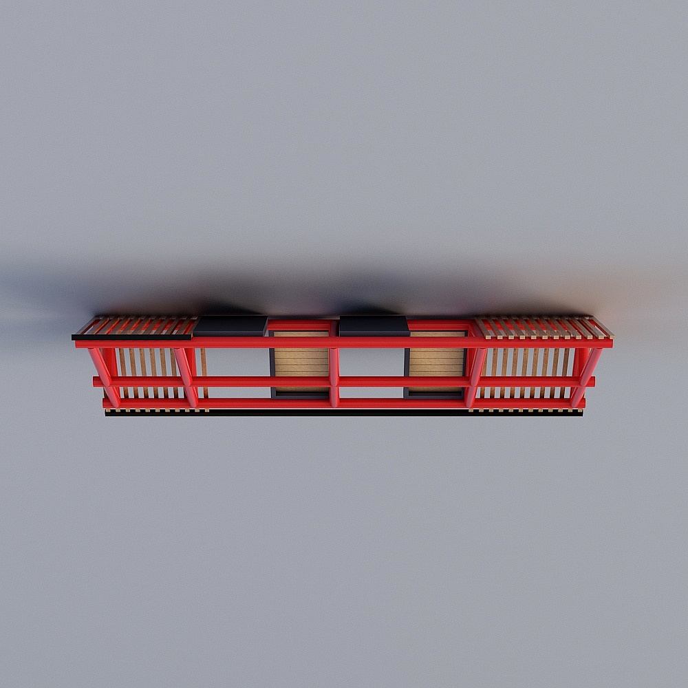 Chinese hotel restaurant 3D model - ceiling