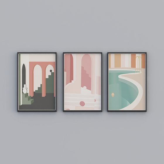 Abstract Space Triptych 3D Model