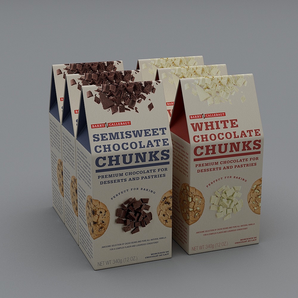 Realistic Chocolate Chunks Packaging 3D model