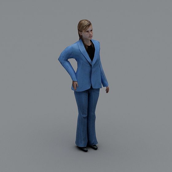 Elegant Low-Poly 3D Model of Blue Suit for Modern Interior Design