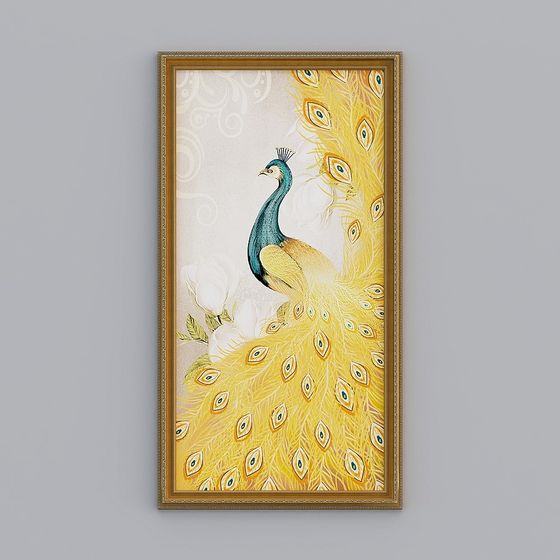 Elegant Peacock Wall Art 3D model