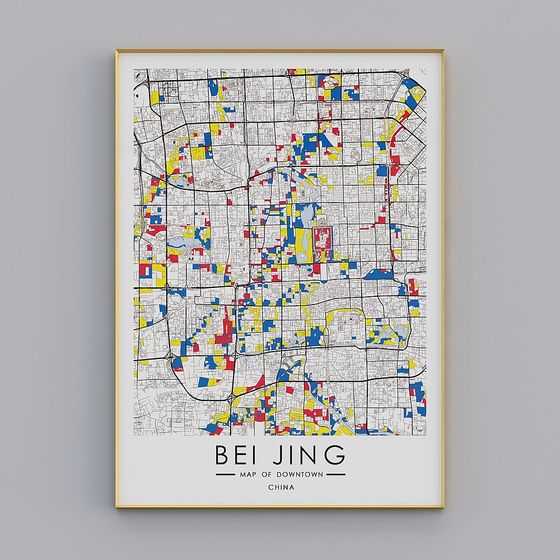 Beijing Downtown Map 3D model for Creative Projects
