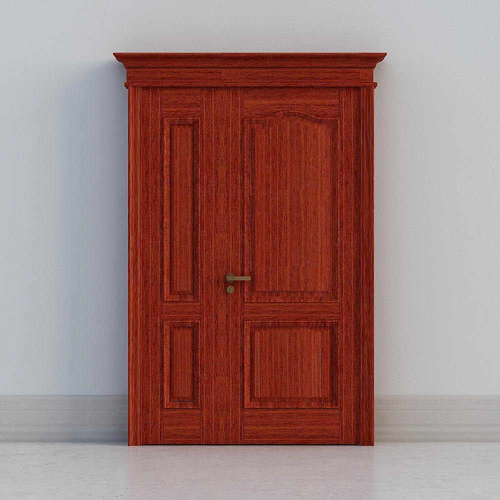 traditional red wooden double door