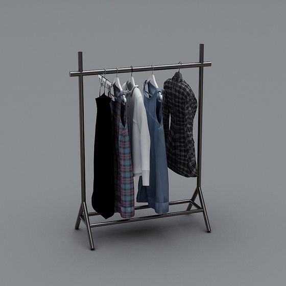 Minimalist 3D Clothes Rack Model for Modern Interiors