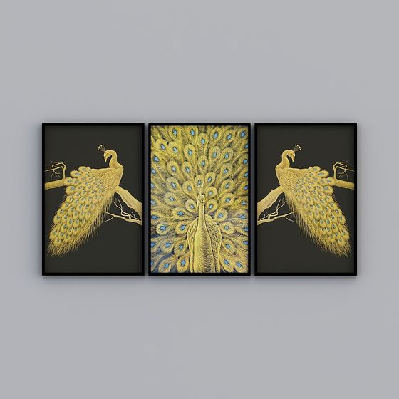 Elegant Peacock 3D Models Wall Art