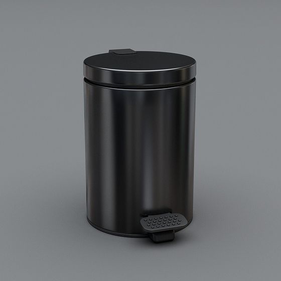 Minimalist Black Trash Bin 3D model