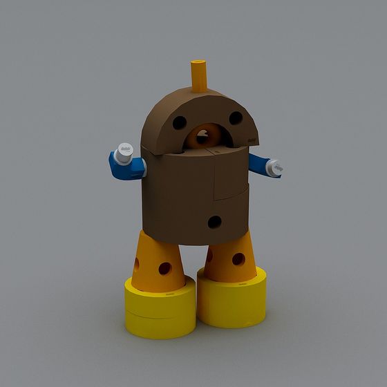 Playful Low-Poly Robot 3D Model - Little Yellow Legs