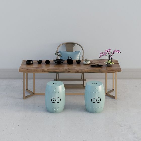 Chic Zen Tea Table 3D model for Tranquil Spaces