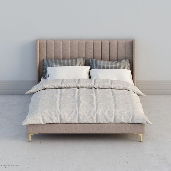 Elegant Minimalist Bed 3D model for Modern Interiors