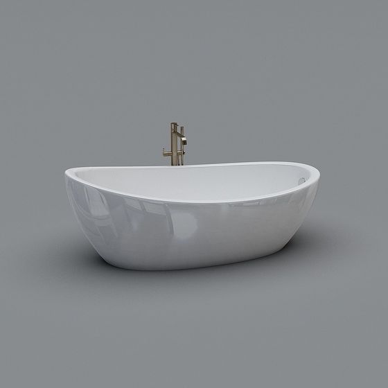 Minimalist Oval Bathtub 3D model Design