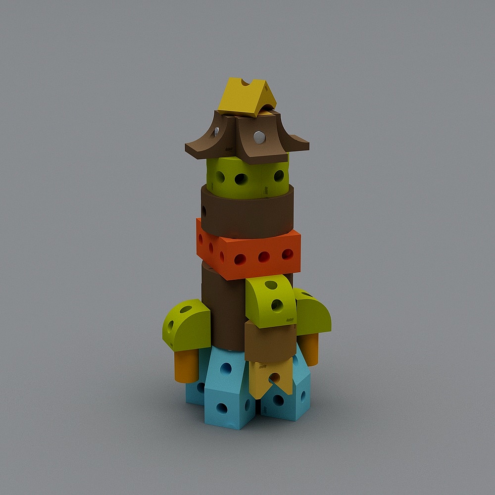 Colorful Block Warrior 3D model