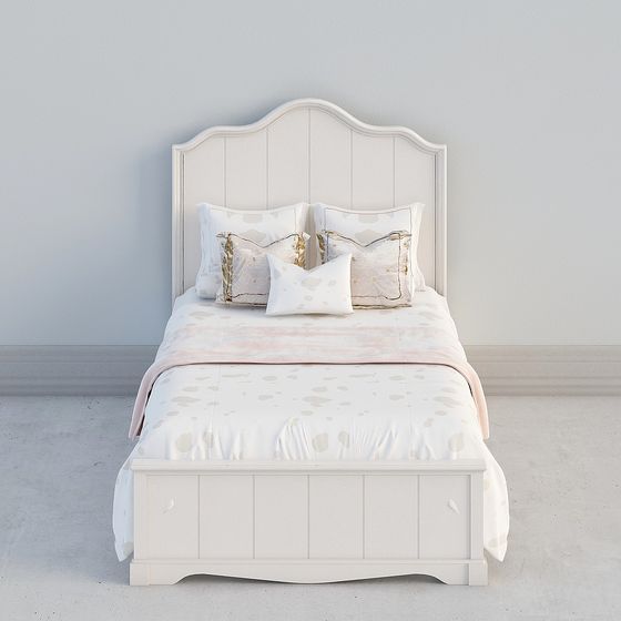 Elegant Low-Poly Bed 3D Model for Cozy Interiors