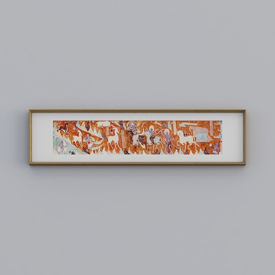 Colorful Low-Poly Mural Long Scroll 3D model for Creative Projects