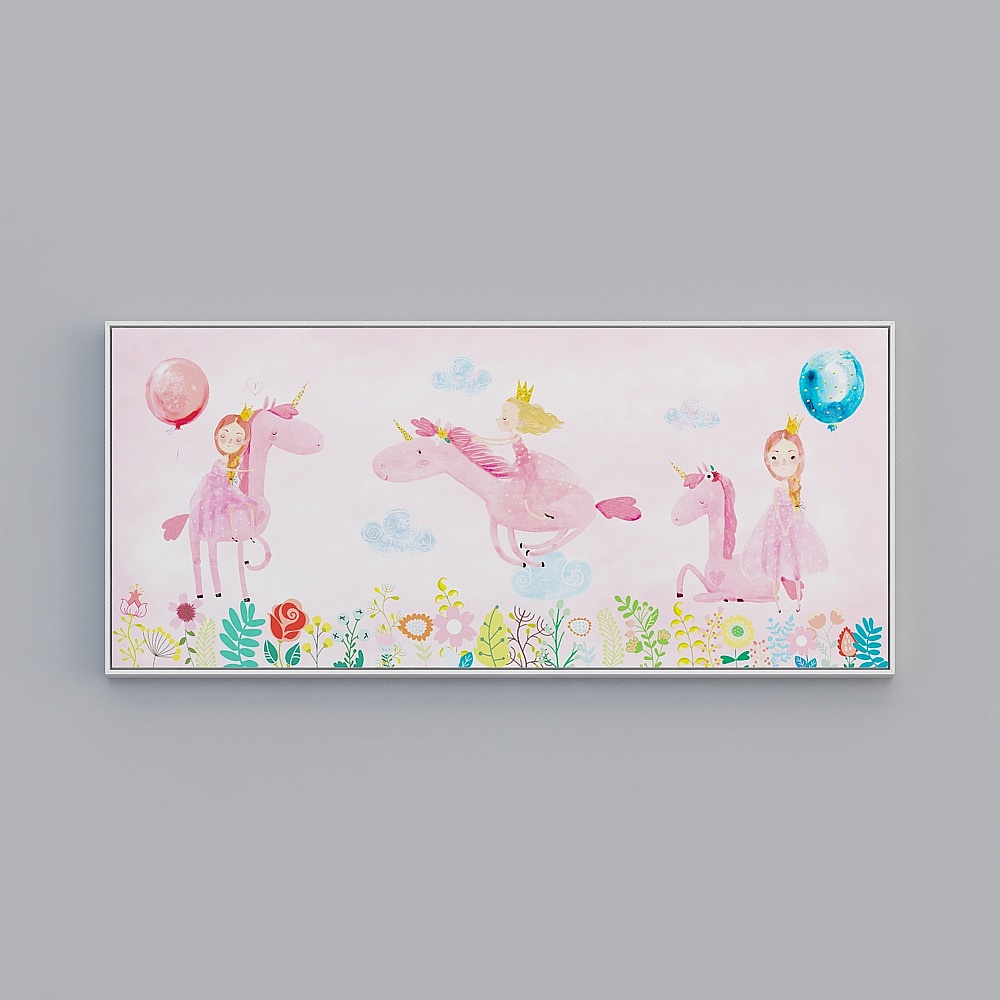 Charming Fairytale Princess with Unicorn 3D model