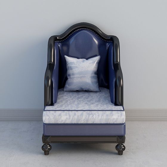 Chic Blue Single Sofa 3D Model for Cozy Living Spaces