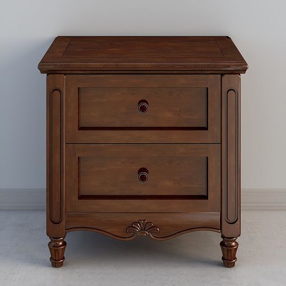 Oak House Bedside Table 3D Model in Earth Color