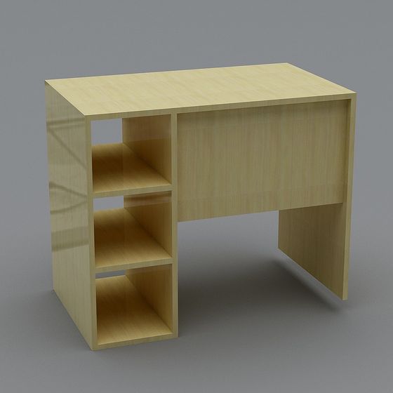 Elegant Wooden Desk 3D model for Creative Spaces