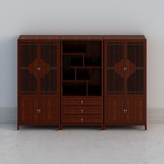 Stylish Chinese Bookcase 3D model for Modern Spaces