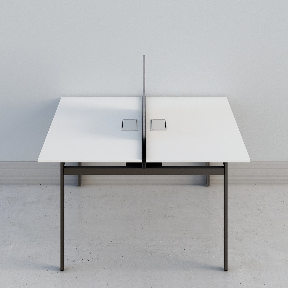 Smart-1614A カーボン グレー テーブル ボード 白木 黒金属 オフィス デスク