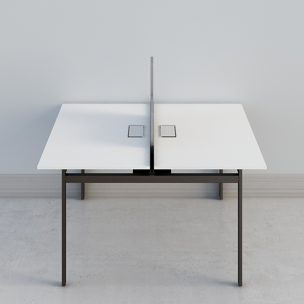 Smart-1514A carbon gray table board white wood black metal office desk