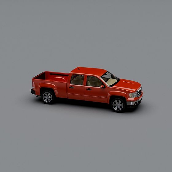 Vibrant Red Pickup Truck 3D model