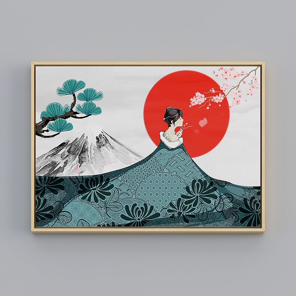 Baxter Good Japanese horizontal wooden frame and waitress 53x73cm maid bvrgz-x-2