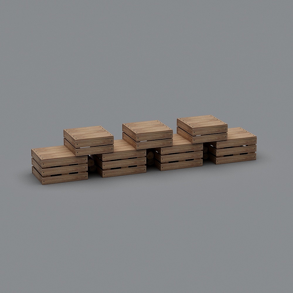 Low Poly Wooden Crate 3D model