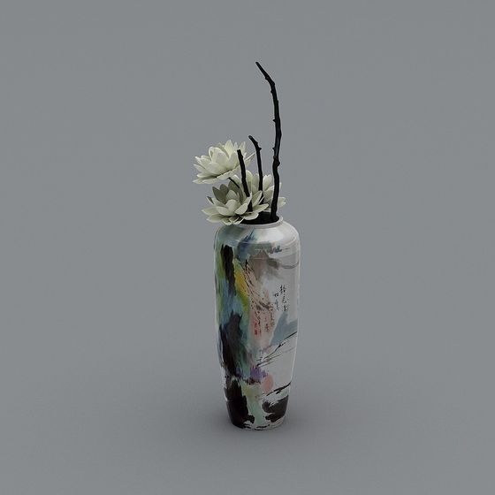 Ink Flower Vase 3D model