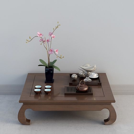 Elegant Oriental Tea Table 3D model
