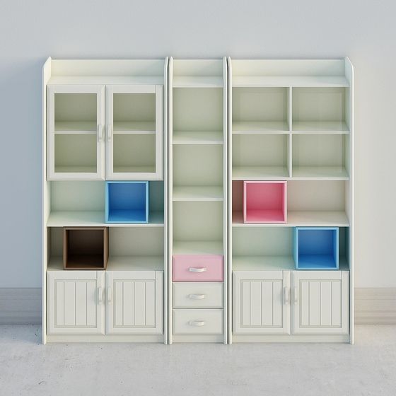 Vibrant Low Poly Bookshelf 3D model for Modern Spaces