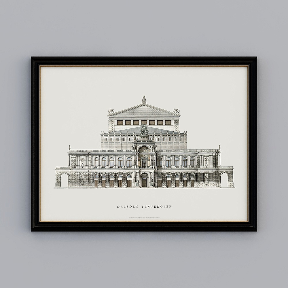 Kibaki アメリカンリビングルーム 黒地金フレーム 83.5x108.5cm 建物 emzz-e-6