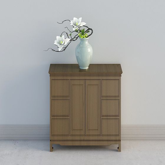 Trendy Minimalist Wooden Cabinet 3D model for Home Design