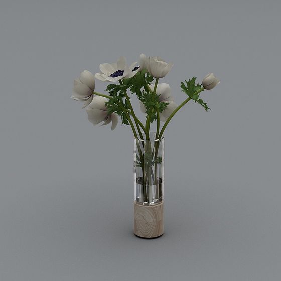 Glass Vase with White Lotus 3D model