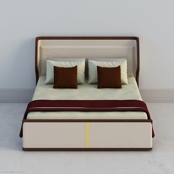 Stylish Low-Poly Bed 3D model for Modern Interiors