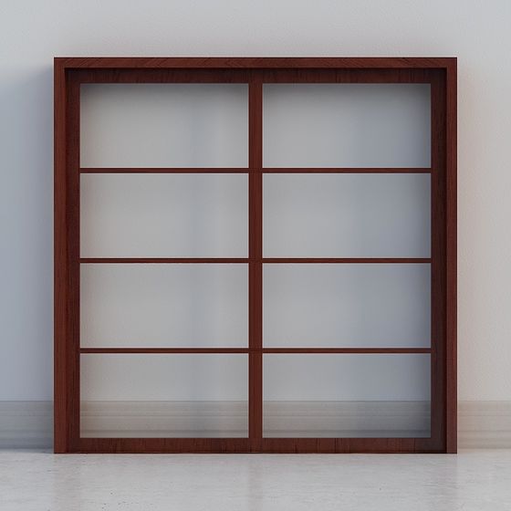 Stunning Wooden Partition Door 3D model