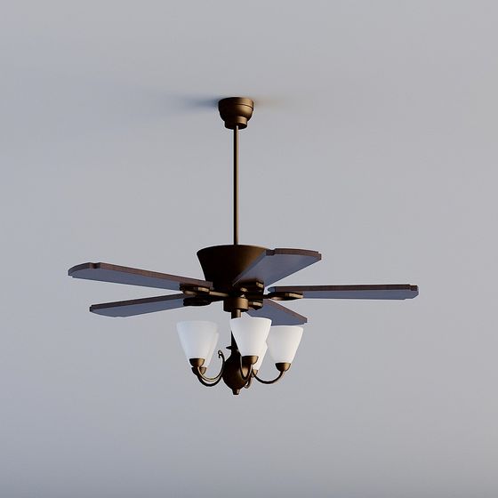 Gray Ceiling Fan Lamp 3D Model for Elegant Lighting
