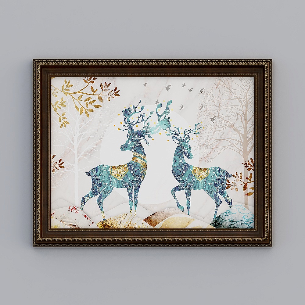 Kippoon European-style living room combination carved brown deer emrgz-e-14