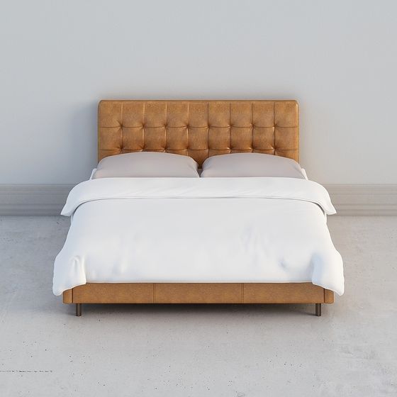 Leather Bed 3D model - Modern Minimalist Design