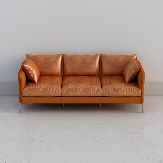 Stylish Earth Tone 3D Sofa Model for Contemporary Spaces