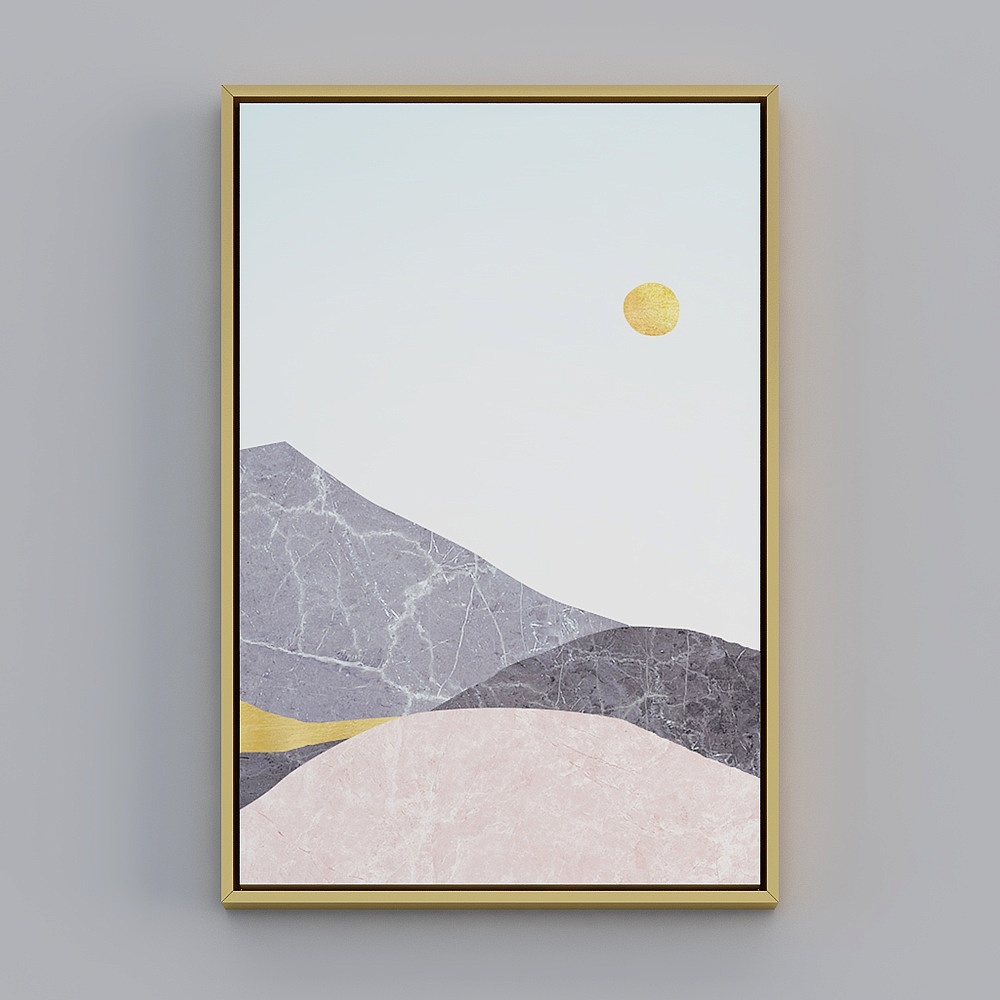 A single vertical gold frame abstract 43x63cm abstract decorative painting vcl-x-5 in the Nordic living room