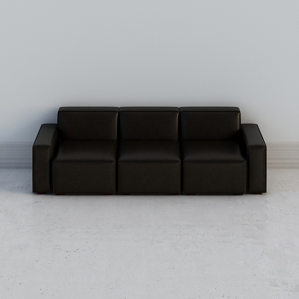 Sofá de cuero marrón y negro Yvonn art Colmar Colmar para tres personas