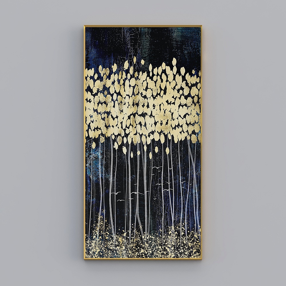 Kippoon modern meta-close single vertical brushed gold light luxury 70x140cm light luxury decorative painting mclz-jc-2