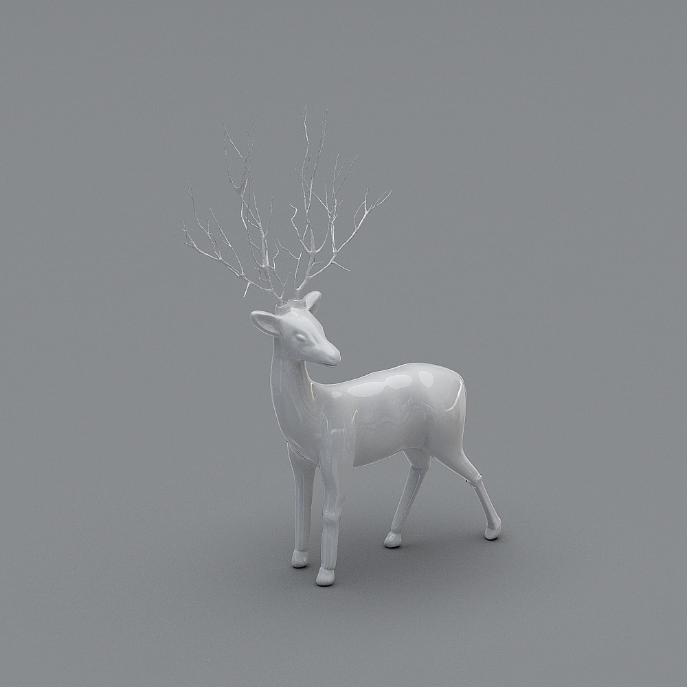 Elegant Low-Polygon Deer 3D Model in Winter Scene